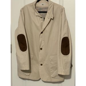 Bullock Jones Jacket Mens Medium Zip Button Elbow Patches 100% Cotton Pockets